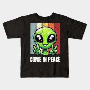 Funny  Alien Come In Peace Kids T-Shirt